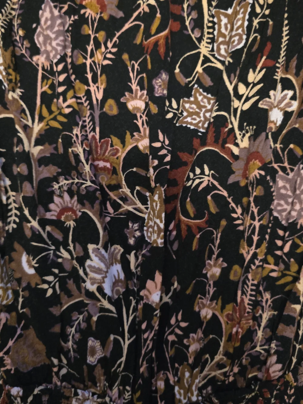 Free People Black Romper with Pink & Brown Floral Print